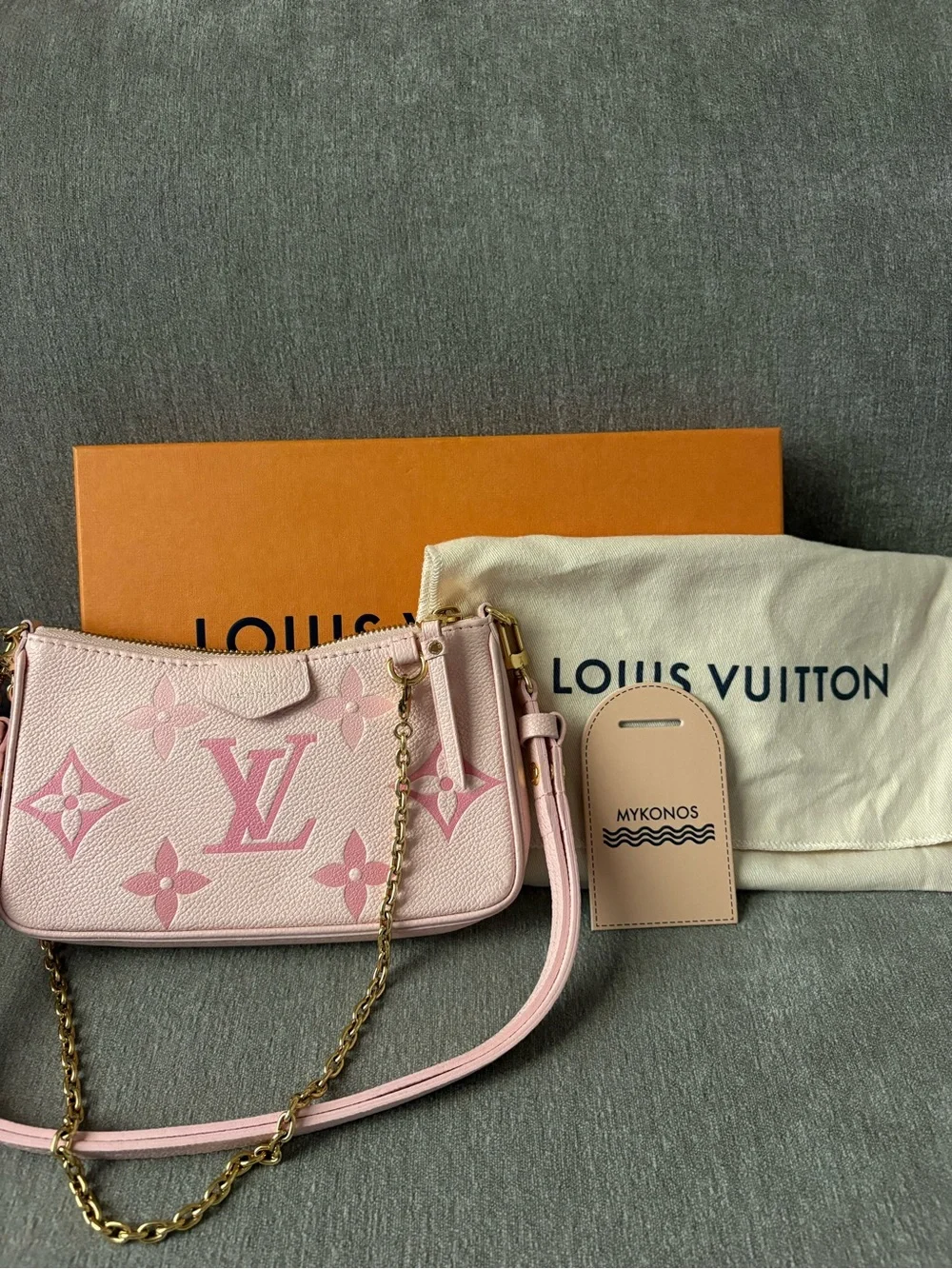 Louis Vuitton Pink Monogram Multi Pochette with Gold Chain